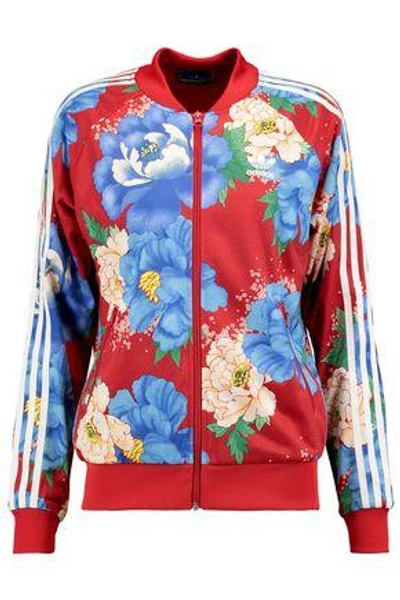 Adidas Originals Woman Striped Floral-print Shell Bomber Jacket Red |  ModeSens