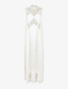 Allsaints Womens White Mila Lace-trim Relaxed-fit Woven Maxi Dress