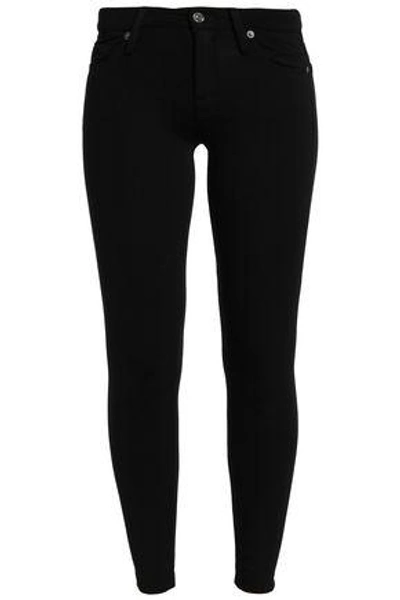 7 For All Mankind The Skinny Low-rise Skinny Jeans In Black