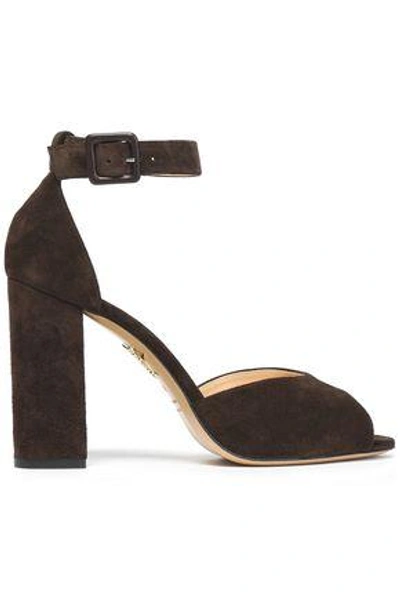 Charlotte Olympia Woman Suede Sandals Dark Brown