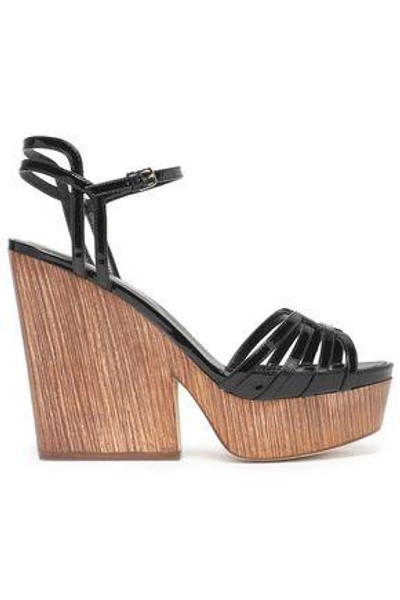 Sergio Rossi Woman Patent-leather Platform Sandals Black