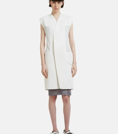 Rick Owens Sleeveless Technical Knit Open Cardigan In White