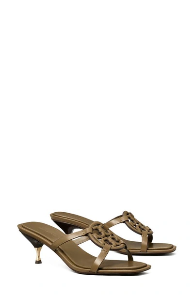 Tory Burch Miller Leather Kitten Heel Sandals In Toasted Sesame