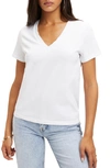 Good American Heritage V-neck Cotton T-shirt In White001