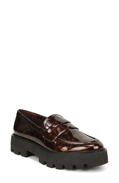 Franco Sarto Balin Platform Loafer In Tortoise Brown Faux Patent