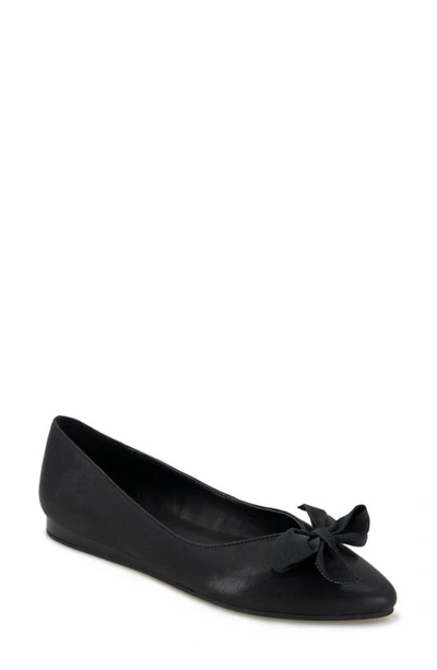 Reaction Kenneth Cole Lily Bow Pointed Toe Flat In Black