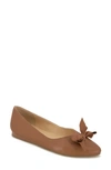 Reaction Kenneth Cole Lily Bow Pointed Toe Flat In Dark Tan
