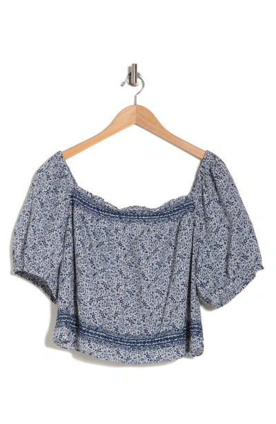Madewell Jeanette Florentine Floral Top In Glassware Blue