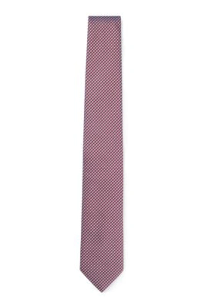 Hugo Boss Silk-blend Tie With Jacquard Pattern In Red