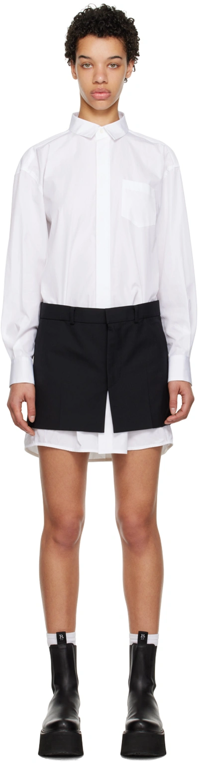 Sacai White Layered Midi Dress In 152 Off White Black