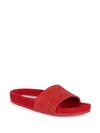 Saks Fifth Avenue Leather Weave Pool Slides In Red