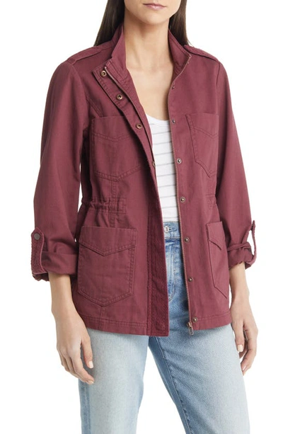 Wit & Wisdom Lace Trim Utility Jacket In Rum Raisin