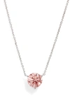 Lightbox 1.5 Carat Lab Created Diamond Solitaire Pendant Necklace In Pink/ 14k White Gold
