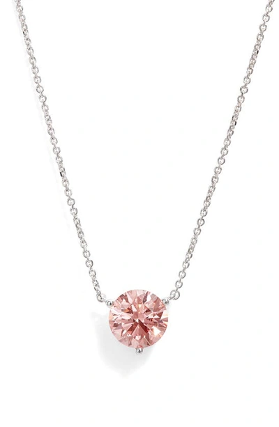 Lightbox 1.5 Carat Lab Created Diamond Solitaire Pendant Necklace In Pink/ 14k White Gold