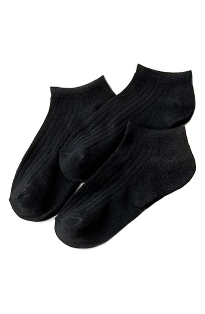 Stems 3-pack Cotton Blend Rib Ankle Socks In Black