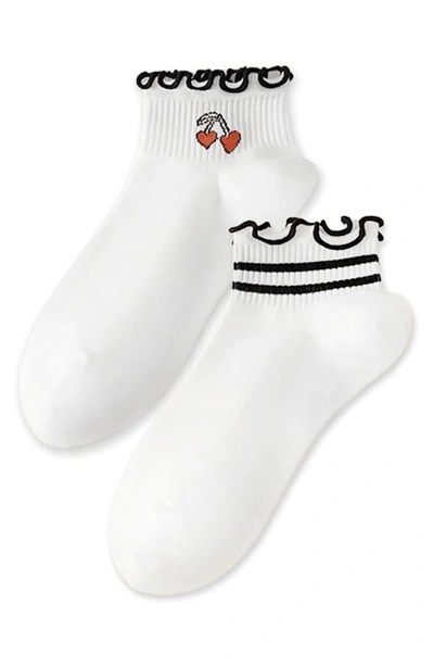 Stems Assorted 2-pack Ruffle Cotton Blend Ankle Socks In White
