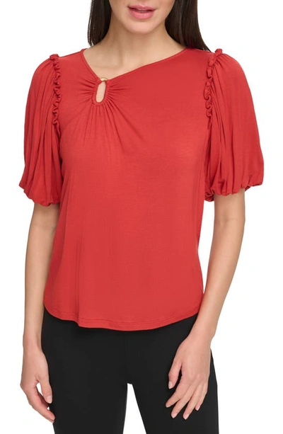 Dkny Hardware Cutout Top In Red Ochre