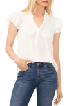 Cece Ruffle Tie Neck Top In New Ivory