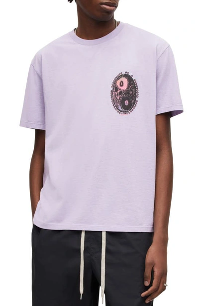 Allsaints Dual Graphic T-shirt In Smoke Purple