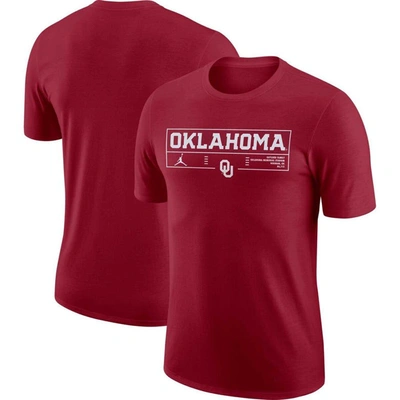 Jordan Brand Nike Crimson Oklahoma Sooners Wordmark Stadium T-shirt
