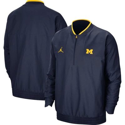 Jordan Brand Navy Michigan Wolverines 2021 Coach Half-zip Jacket