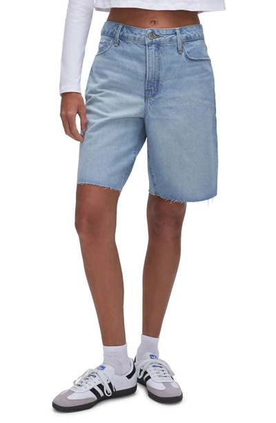 Good American 90s Good High Waist Denim Bermuda Shorts In Indigo473