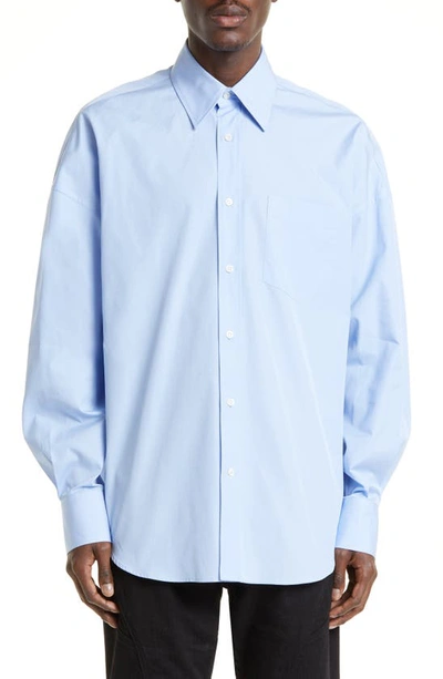 Alexander Mcqueen Oversize Cotton Button-up Shirt In Bluebell