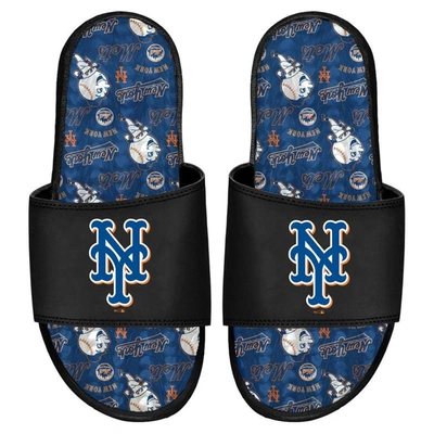 Islide New York Mets Team Pattern Gel Slide Sandals In Black