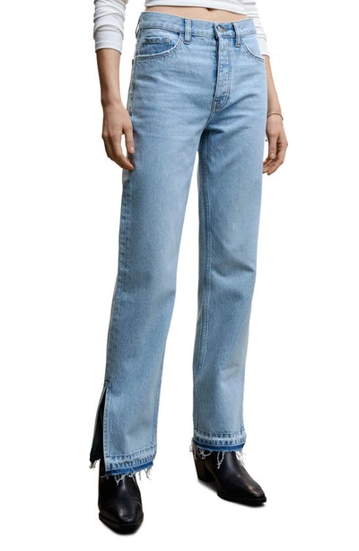 Mango Released Hem Straight Leg Jeans In Open Blue