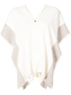 Voz Striped Edge Poncho In White
