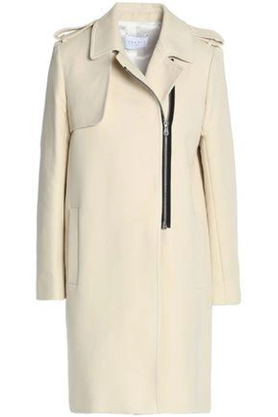 Sandro Woman Cotton-blend Twill Coat Ecru