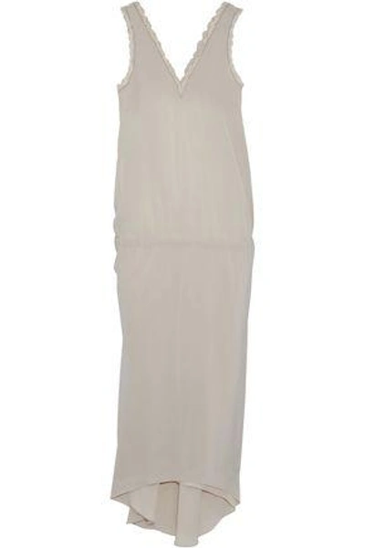 Brunello Cucinelli Woman Bead-embellished Silk Midi Dress Ecru