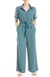 Max Studio Medallion Crepe Jumpsuit In Teal Med Tulip Wings
