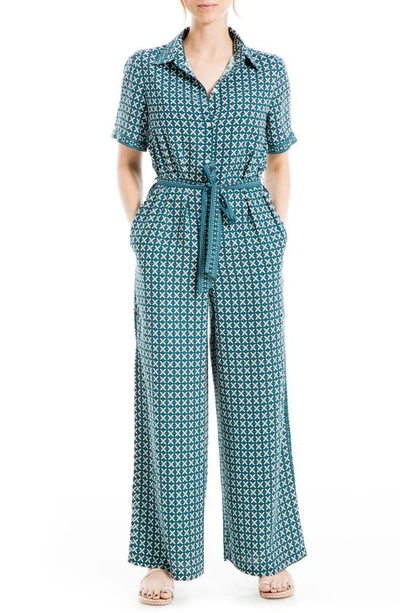 Max Studio Medallion Crepe Jumpsuit In Teal Med Tulip Wings ModeSens