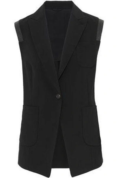 Brunello Cucinelli Woman Bead-embellished Stretch-wool Vest Black