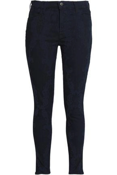 J Brand Jacquard Mid-rise Skinny Jeans In Dark Denim