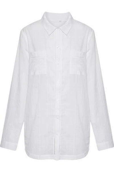 Skin Woman Checked Pima Cotton-gauze Nightshirt White