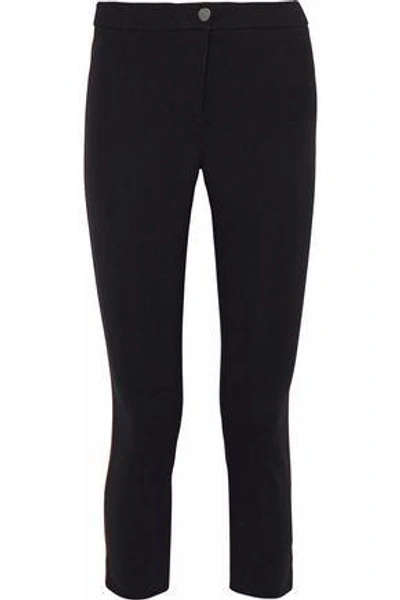 Belstaff Striped Paneled Stretch-ponte Trousers In Black