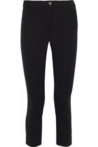 Belstaff Striped Paneled Stretch-ponte Pants In Black