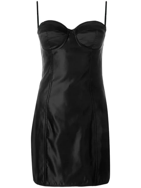 black satin bustier dress