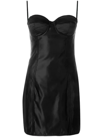 Dolce & Gabbana Dolce And Gabbana Black Sateen Bustier Dress In Black