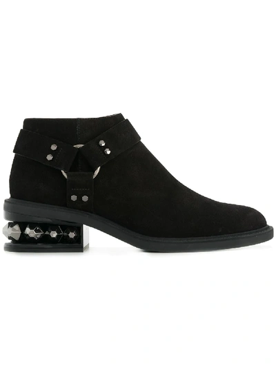 Nicholas Kirkwood Suzi Crystal-heeled Suede Ankle Boots In Black