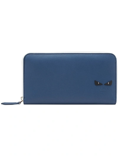 Fendi Blue & Yellow 'i See You' Zip Wallet