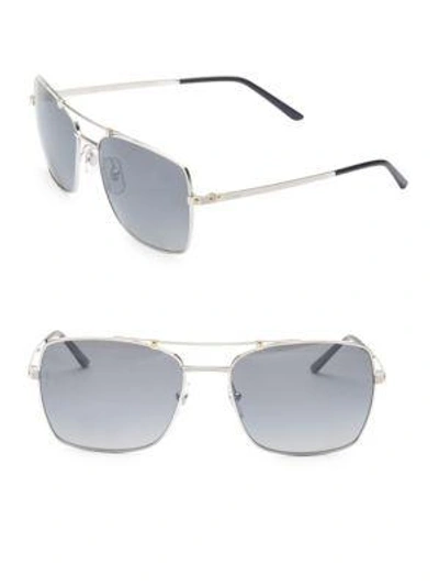 Cartier Santos Rectangular Sunglasses In Silver