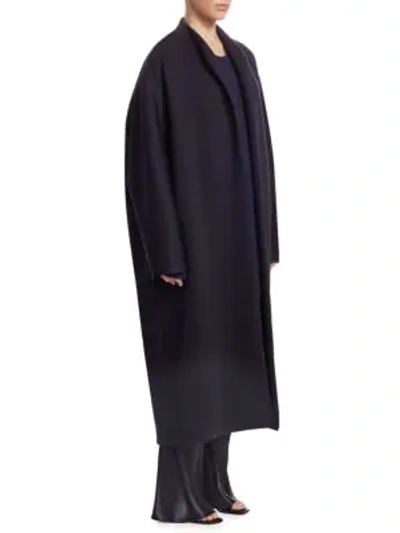 The Row Maiph Shawl-collar Open-front Long Coat In Dark Navy