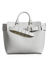 Burberry Medium Belt Leather Tote In Chalk White/gold