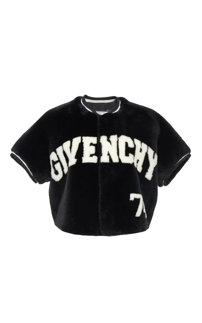 Givenchy Cropped Fur Jacket In Black/white