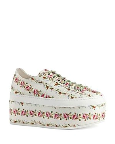 Gucci Peggy Platform Lace Up Sneakers In Ivory