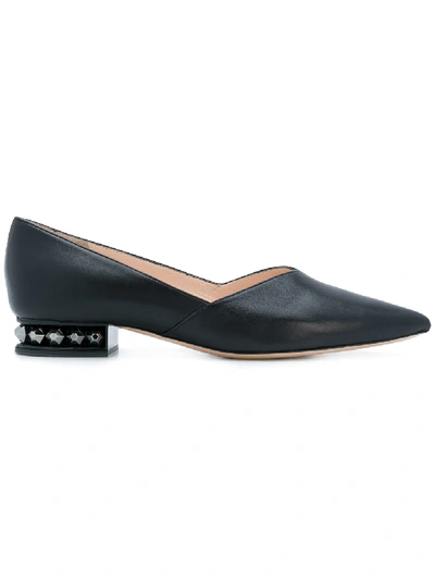 Nicholas Kirkwood Suzi Embellished-heel Leather Flats In Black