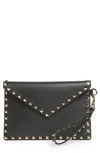 Valentino Garavani Medium Rockstud Calfskin Leather Pouch - Black